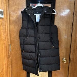K. Zell Paris Black Puffer Vest Hooded Size M NWT